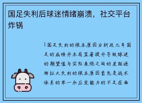 国足失利后球迷情绪崩溃，社交平台炸锅